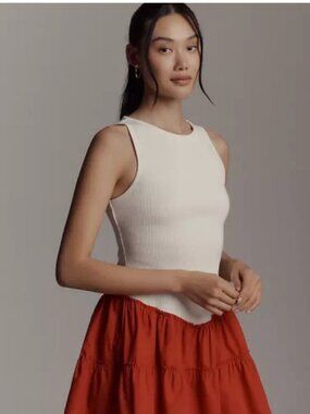 Anthropologie Daily Practice rib tank drop-waist twofer mini dress NWT Medium